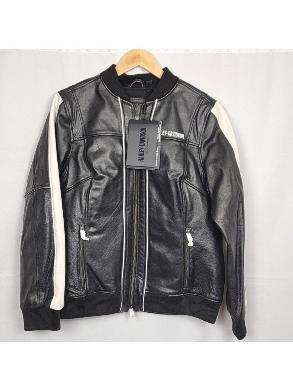 Harley-Davidson Black and White Leather Jacket NEW #2694